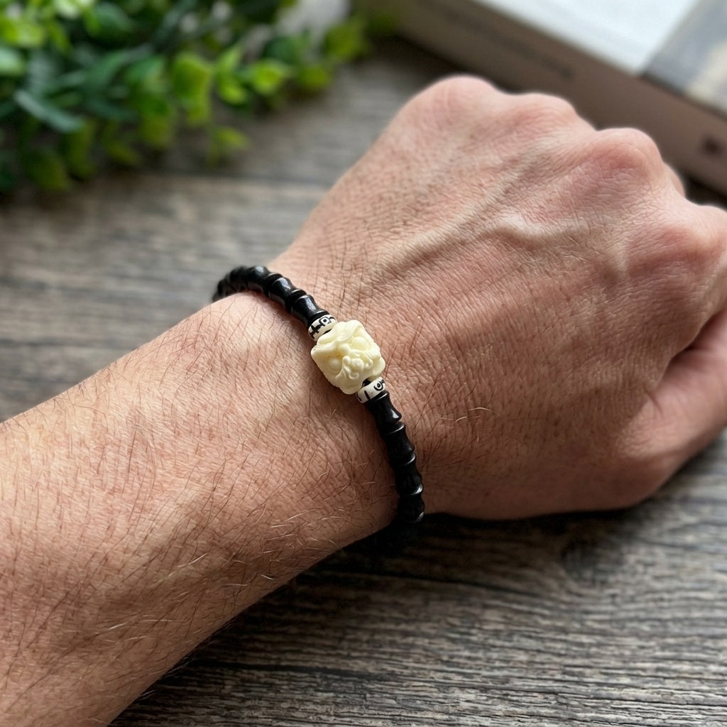 GalaxGrace Steady Rise Dancing Lion Black Sandalwood Bracelets Best Gift 6