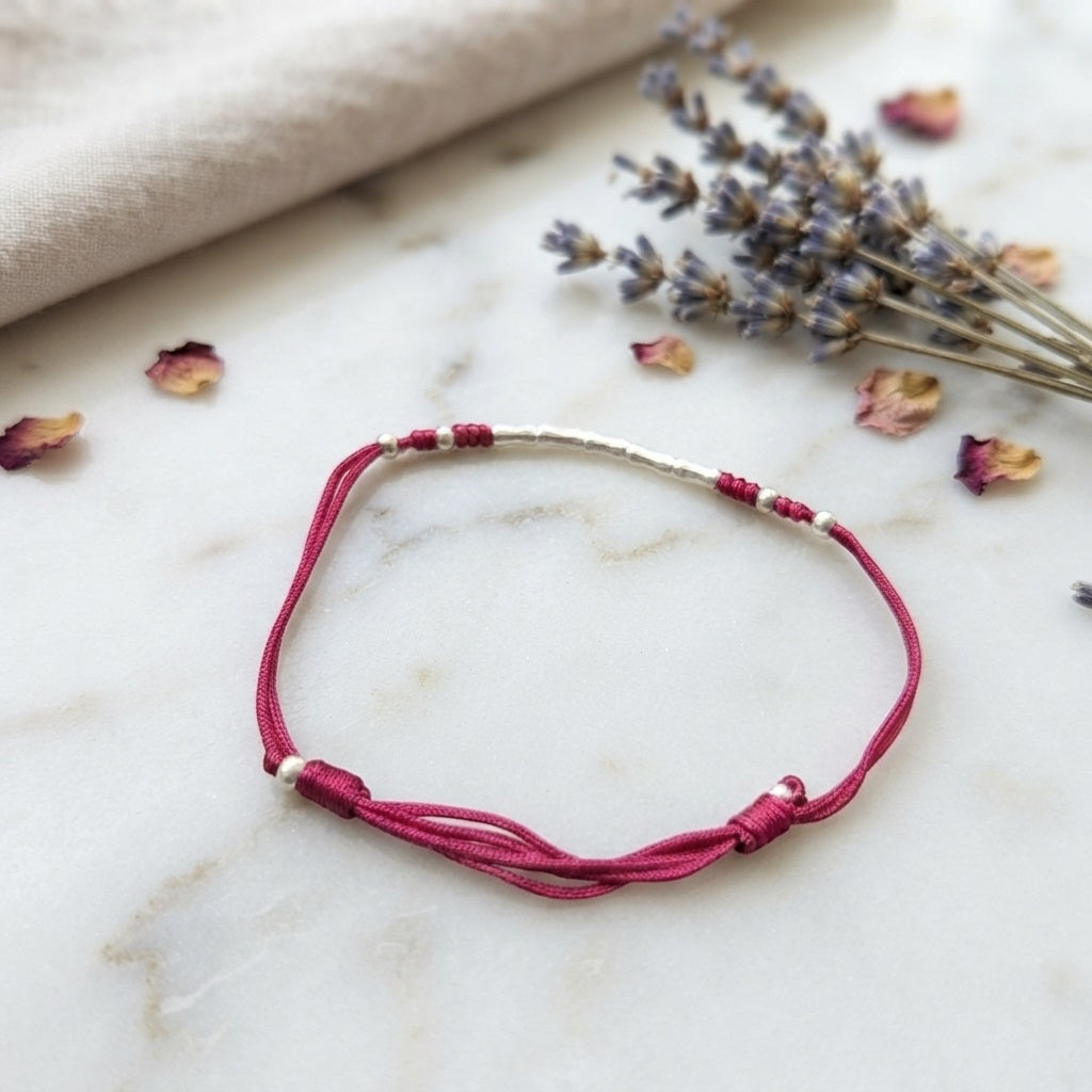 GalaxGrace Sterling Silver Bamboo Red String Bracelet Best Gift 1