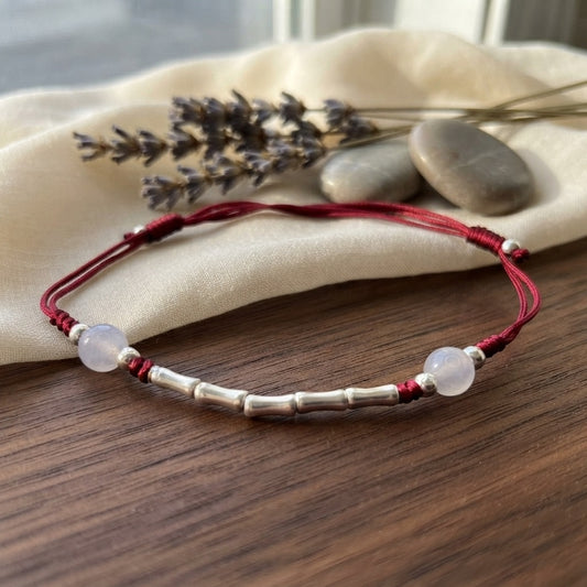 GalaxGrace Sterling Silver Bamboo Red String Zodiac Year Best Gift