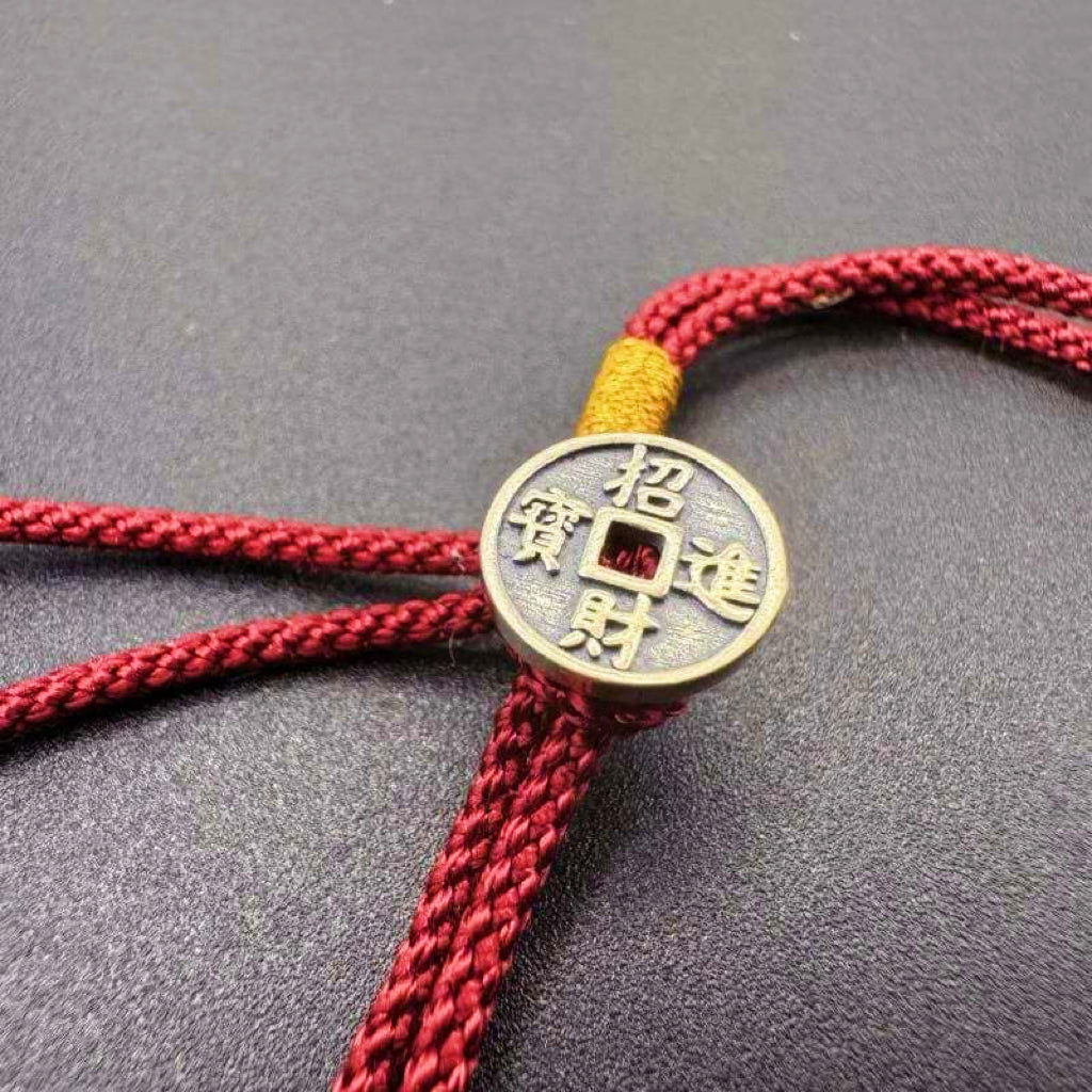 GalaxGrace Sterling Silver Coin Buddha Hand-woven Red String