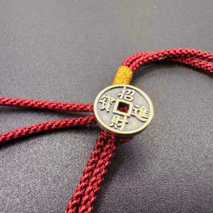 GalaxGrace Sterling Silver Coin Buddha Hand-woven Red String