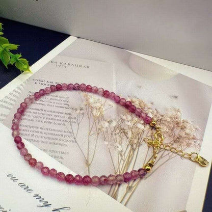 Strawberry Crystal Bracelet 3mm Extremely Thin - GalaxGrace Bestgift
