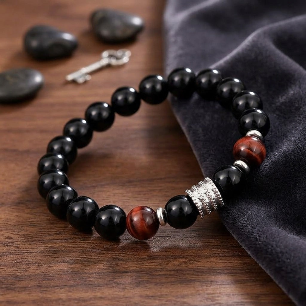 GalaxGrace Tiger Eye Obsidian Beaded Bracelet Best Gift