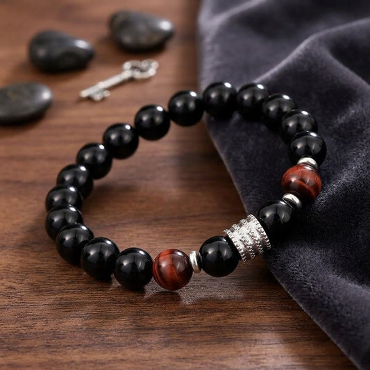 GalaxGrace Tiger Eye Obsidian Beaded Bracelet Best Gift