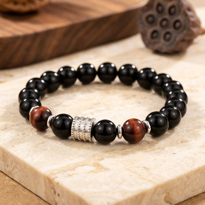 GalaxGrace Tiger Eye Obsidian Beaded Bracelet Best Gift 1