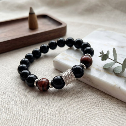 GalaxGrace Tiger Eye Obsidian Beaded Bracelet Best Gift 2