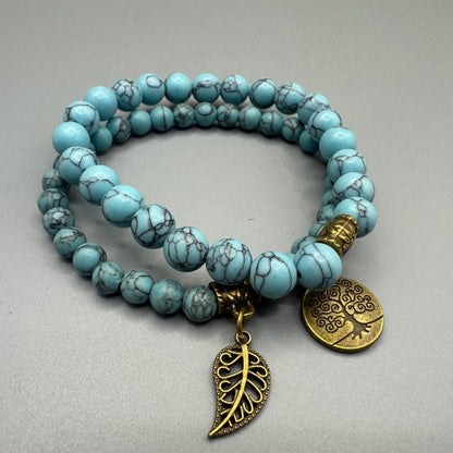 GalaxGrace Tree of Life Leaf Pendant Bracelet Set Best Gift 4