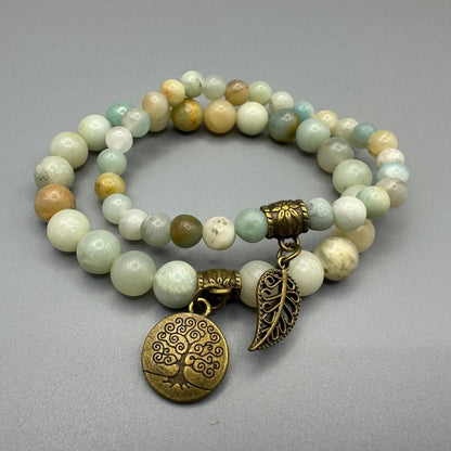 GalaxGrace Tree of Life Leaf Pendant Bracelet Set Best Gift 10