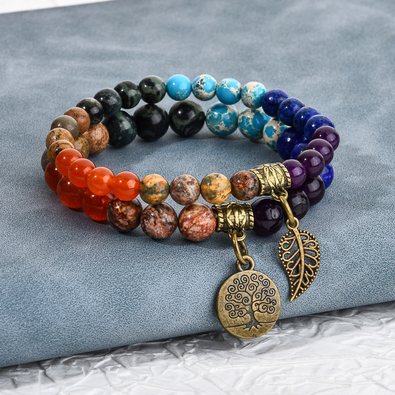 GalaxGrace Tree of Life Leaf Pendant Bracelet Set