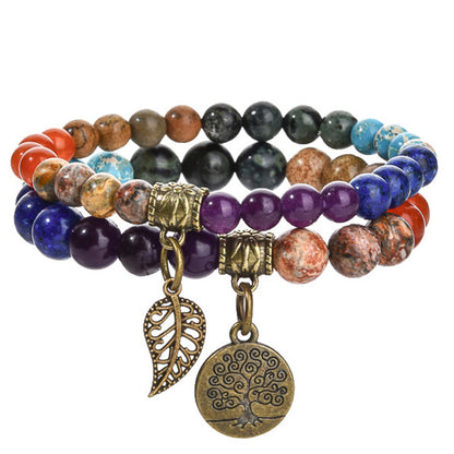 GalaxGrace Tree of Life Leaf Pendant Bracelet Set