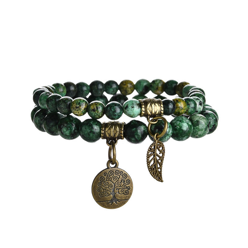 GalaxGrace Tree of Life Leaf Pendant Bracelet Set
