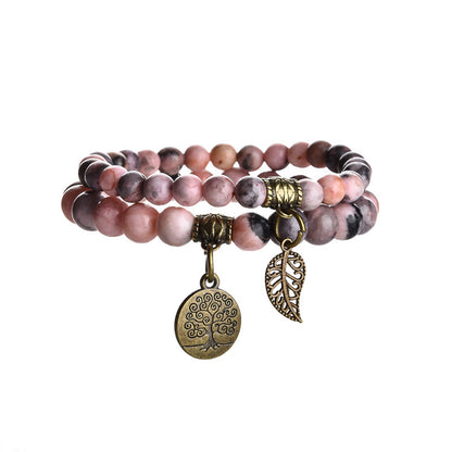 GalaxGrace Tree of Life Leaf Pendant Bracelet Set
