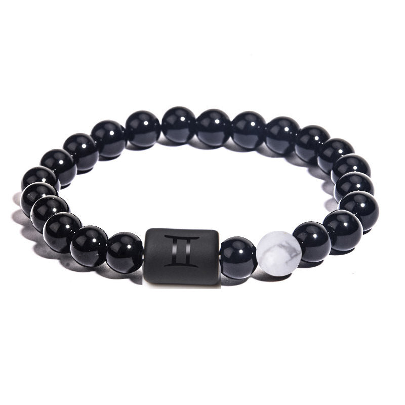 GalaxGrace Twelve Constellations Agate Bead Bracelet