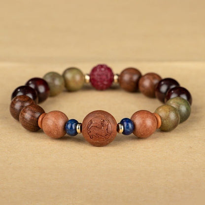 GalaxGraceChinese Style Twelve Zodiac Green Sandalwood Bracelet Bestgift