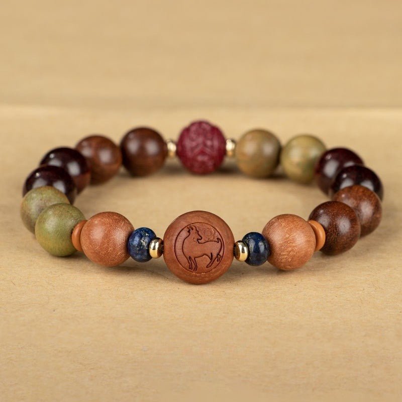 GalaxGraceChinese Style Twelve Zodiac Green Sandalwood Bracelet Bestgift