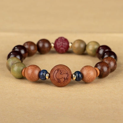 GalaxGraceChinese Style Twelve Zodiac Green Sandalwood Bracelet Bestgift