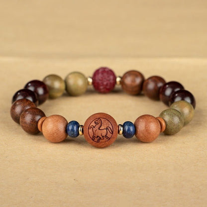 GalaxGraceChinese Style Twelve Zodiac Green Sandalwood Bracelet Bestgift