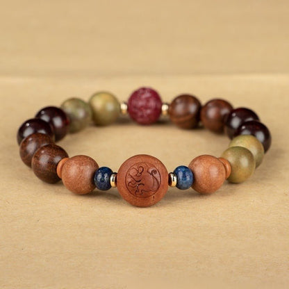 GalaxGraceChinese Style Twelve Zodiac Green Sandalwood Bracelet Bestgift