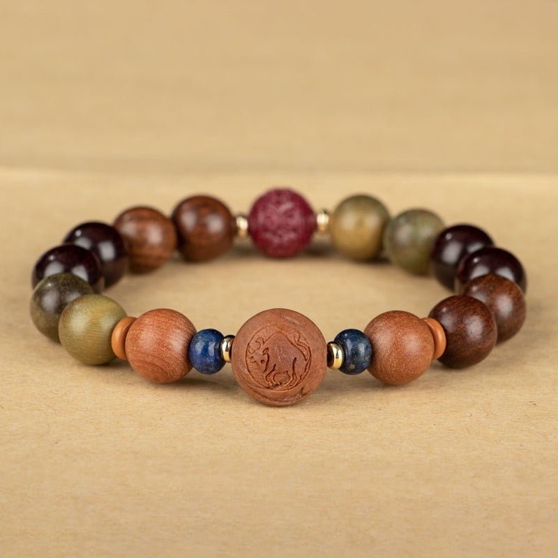 GalaxGraceChinese Style Twelve Zodiac Green Sandalwood Bracelet Bestgift