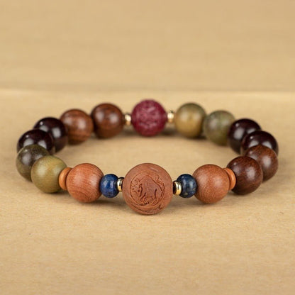 GalaxGraceChinese Style Twelve Zodiac Green Sandalwood Bracelet Bestgift