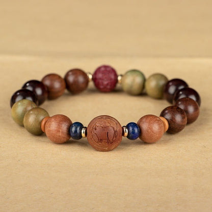 GalaxGraceChinese Style Twelve Zodiac Green Sandalwood Bracelet