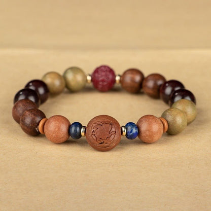 GalaxGraceChinese Style Twelve Zodiac Green Sandalwood Bracelet Bestgift