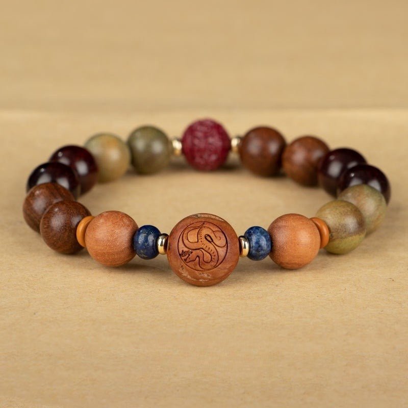 GalaxGraceChinese Style Twelve Zodiac Green Sandalwood Bracelet Bestgift