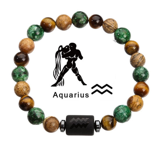 GalaxGrace Twelve Zodiac Tiger Eye Beads Bracelet Aquarius Best Gift 1