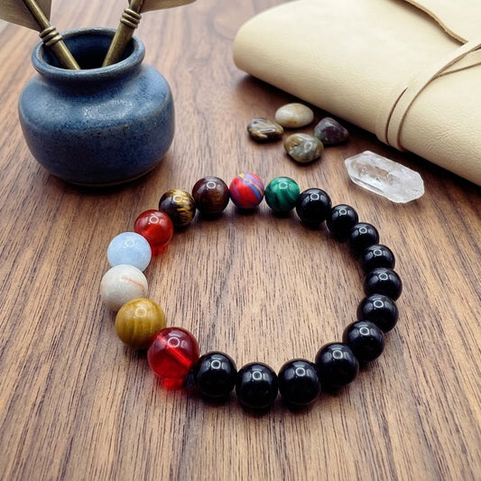 GalaxGrace Universe Galaxy Eight Planets Black Bracelet Best Gift
