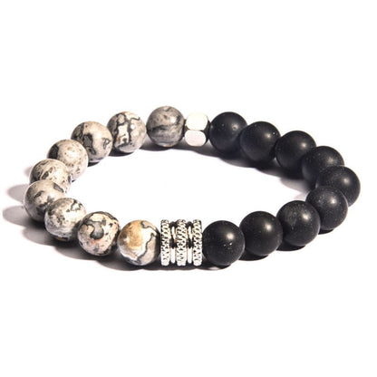 Volcanic Stone Map Stone Stainless Steel Bracelet - GalaxGrace Bestgift