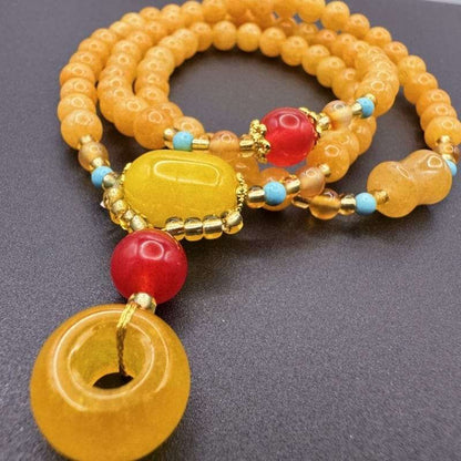 Xinjiang Gold Jade Multi-circle Bracelet Peace Buckle - GalaxGrace