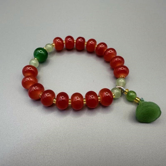 [GIFT ONLY] Lotus Pendant Colored Glass Beaded Bracelet - GalaxGrace
