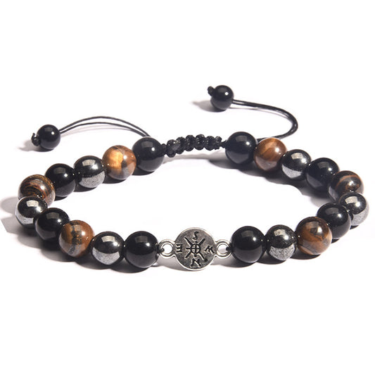 Obsidian Tiger Eye Stone Compass Creative Bracelet - GalaxGrace Bestgift