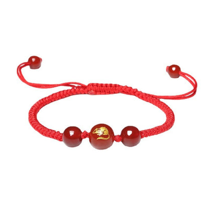 Red Agate Twelve Zodiac Red String Luck Bracelet - GalaxGrace Bestgift