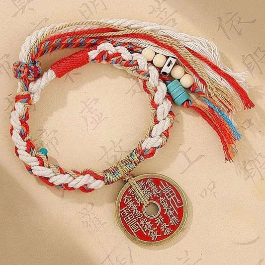 Retro Mountain Ghost Coin Braided Bracelet - GalaxGrace Bestgift