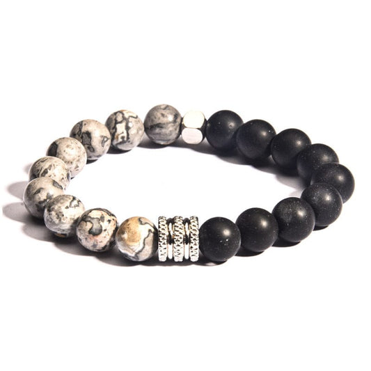 Volcanic Stone Map Stone Stainless Steel Bracelet - GalaxGrace Bestgift