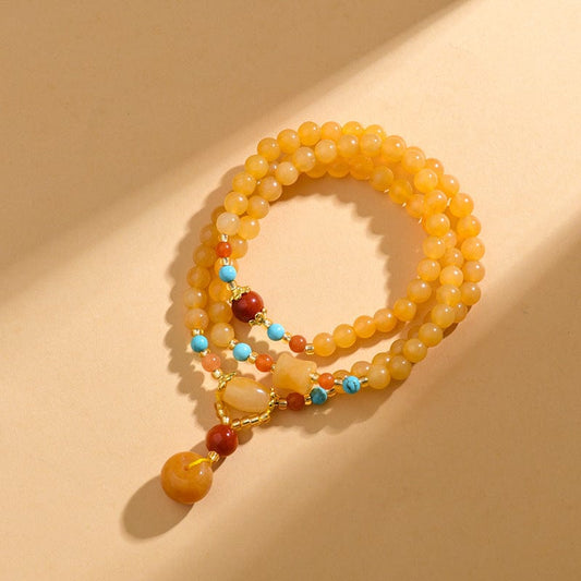 Xinjiang Gold Jade Multi-circle Bracelet Peace Buckle - GalaxGrace Bestgift