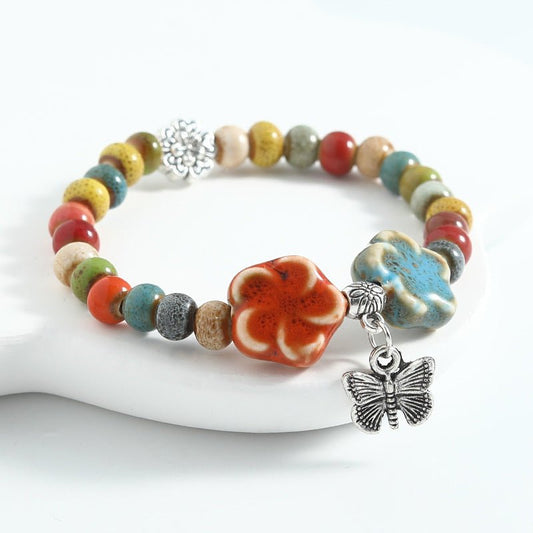 GalaxGraceChinese Ancient Ethnic Style Porcelain Bead Bracelet Bestgift